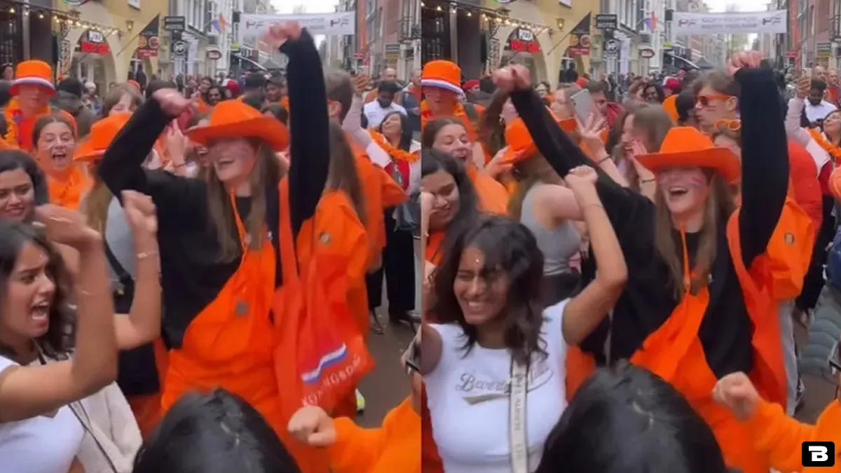 amsterdam streets crowd dancing to haryanvi song