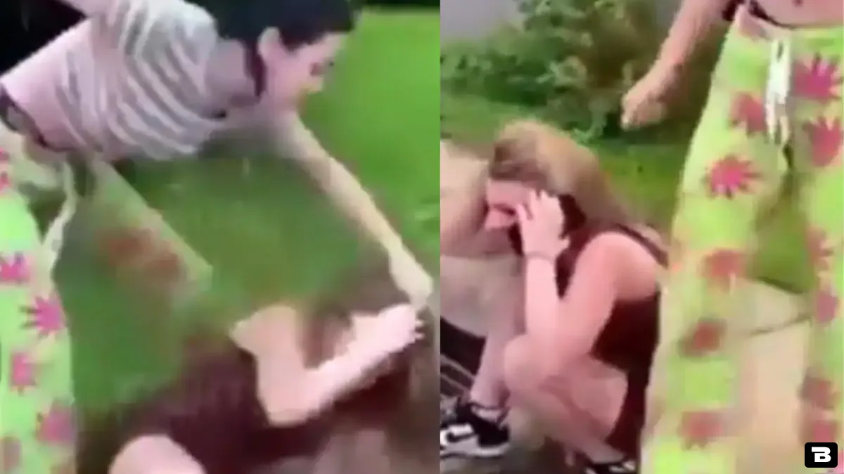 angry girl punches beats up woman