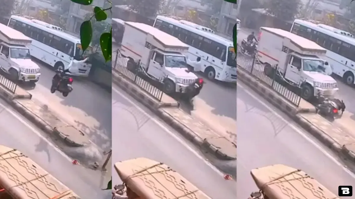 man flies on van bonnet