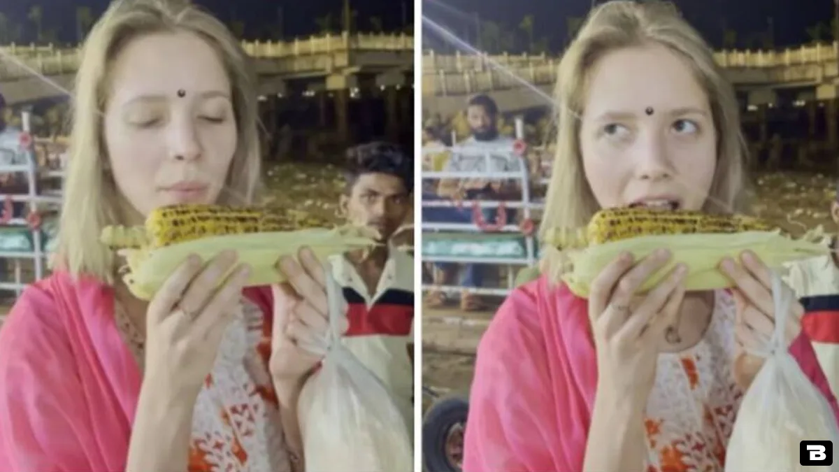 russian woman tries bhutta