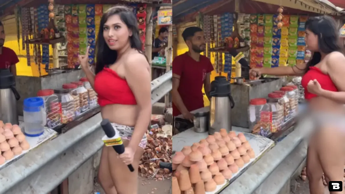 tea sellers honest reply to girl in skimpy dress