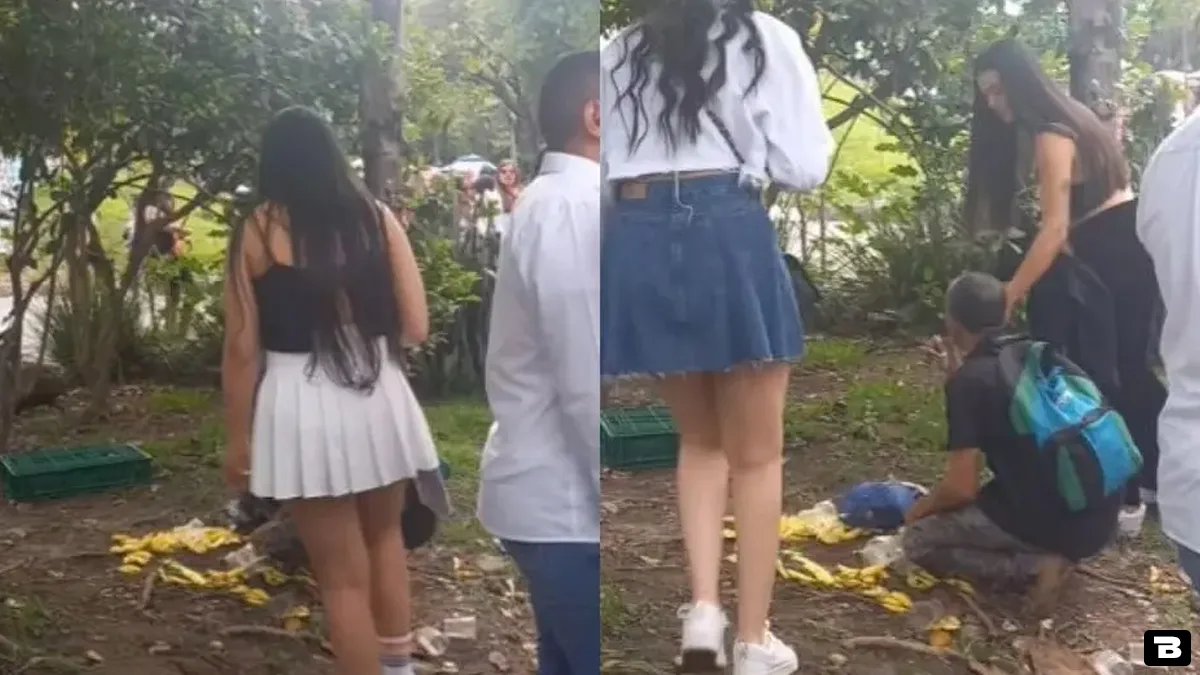 young girls offer money to street vendor