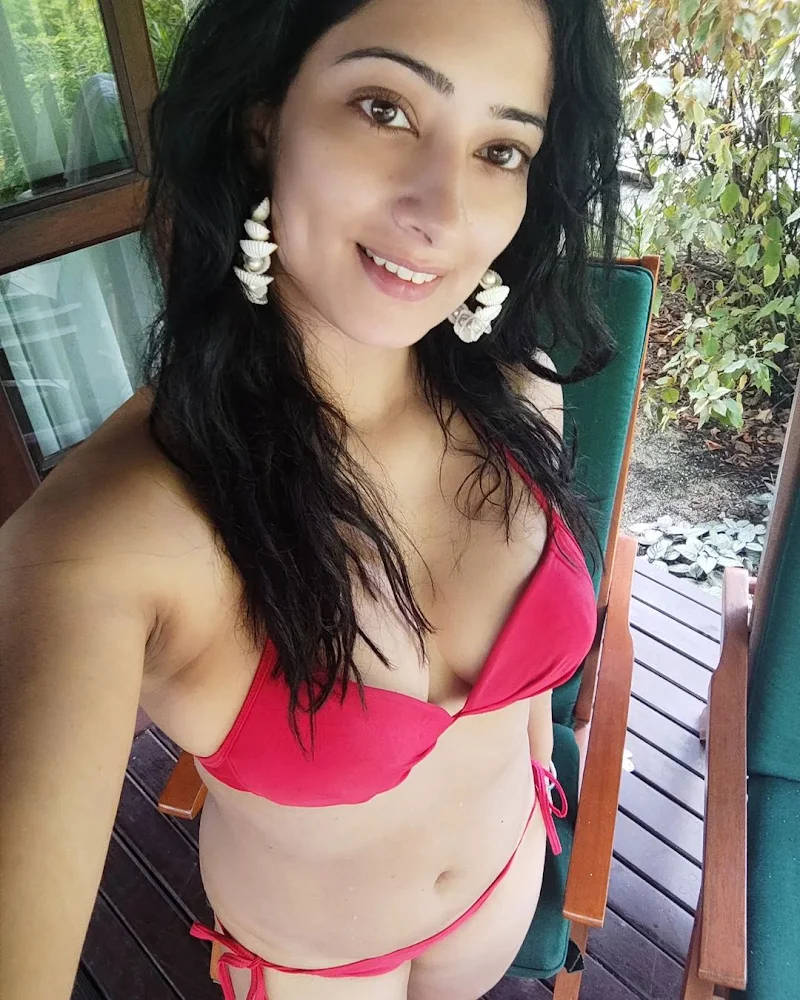 Niharica Raizada red bikini sexy body cleavage