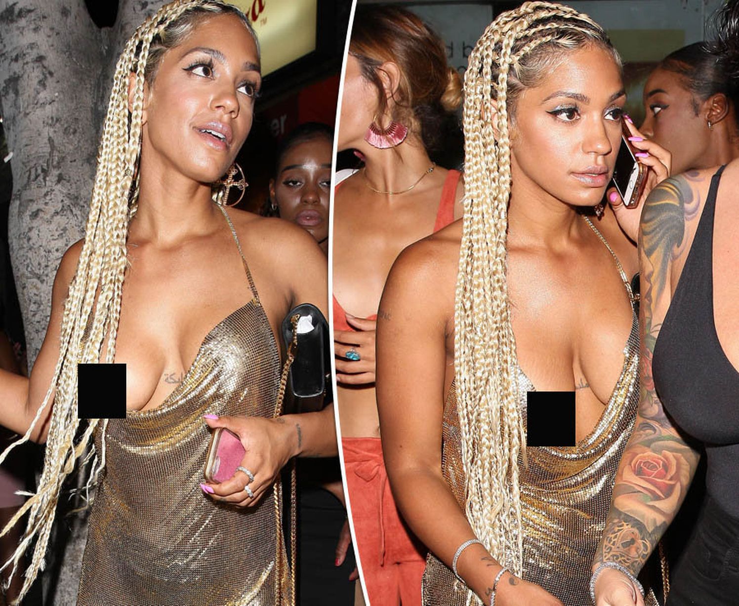 Paloma Ford the sexy singer goes braless as boob falls out of dress