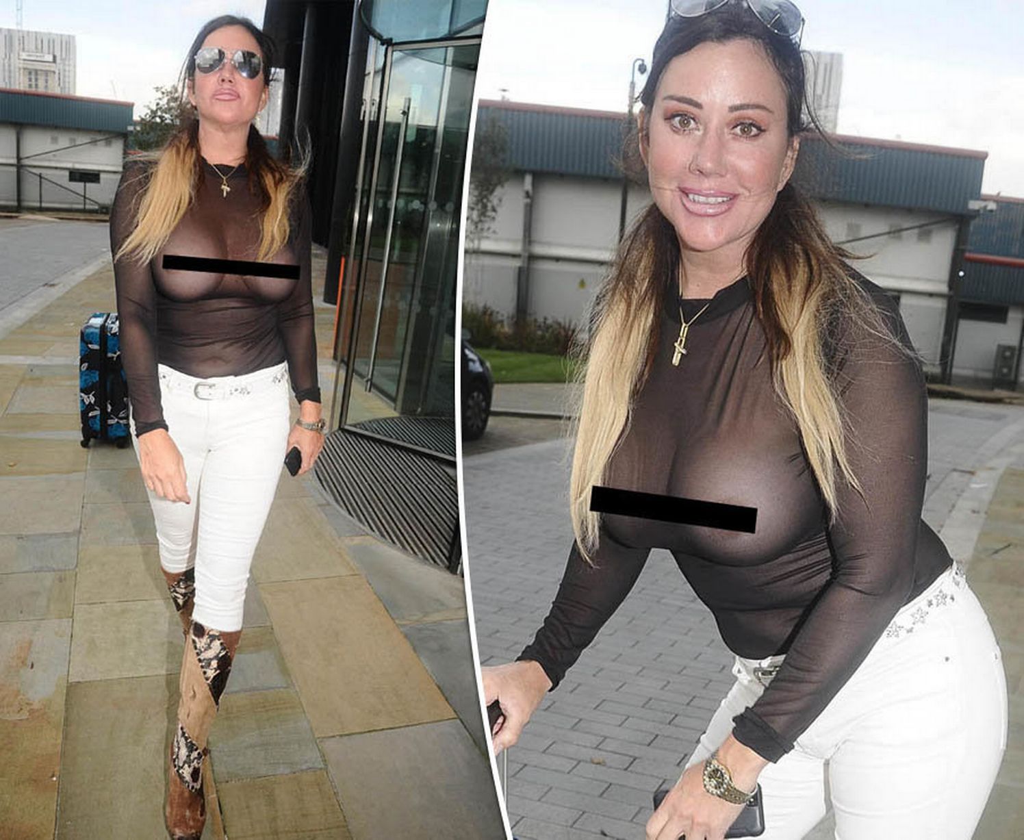 Braless Lisa Appleton exposes entire chest in top more transparent than clingfilm