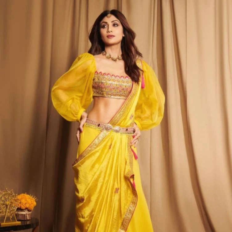 shilpa shetty yellow saree bollywood actress shilpa shetty yellow saree bollywood actress