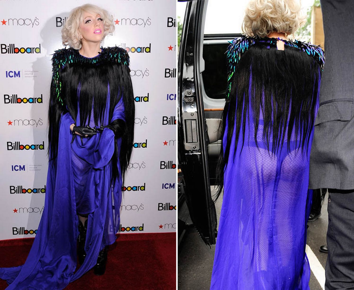 Lady Gaga's thong goes on full display in sheer blue dress