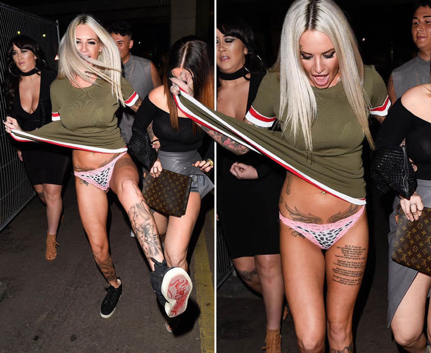Jemma Lucy nearly reveals her lady garden as she flashes her knickers